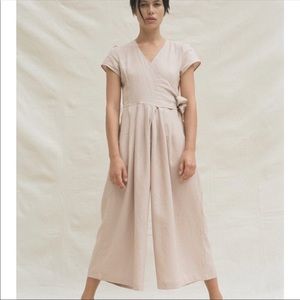 Sustainably made Linen wrap wide leg Jumpsuit